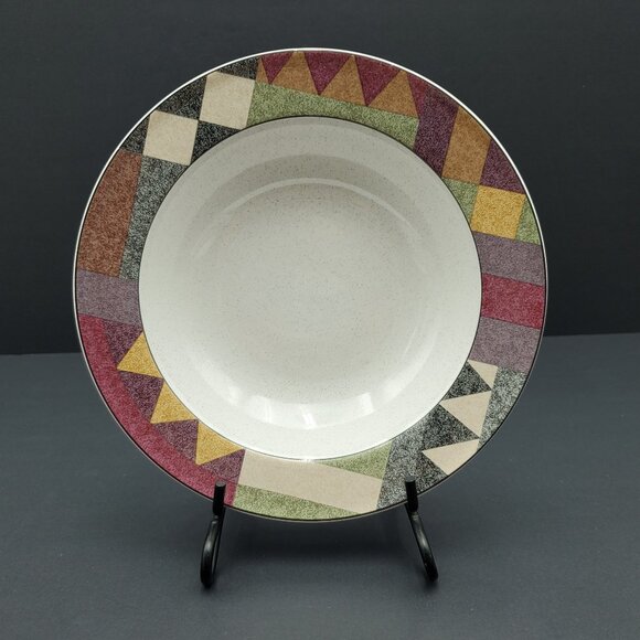 Studio Nova Palm Desert Rim Soup Bowls Geometric Southwest Border Bowls - Picture 2 of 9